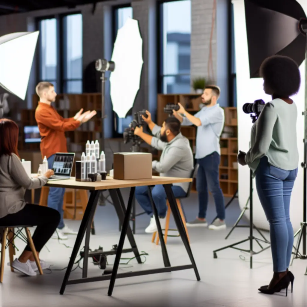 COF ART LTD team directing a commercial photography shoot for a brand.